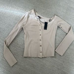 The Range - Buttoned Off Shoulder Ribbed Top